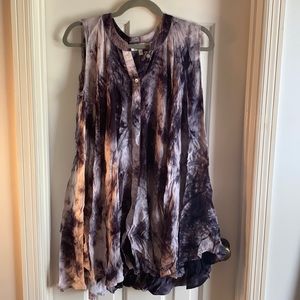 Navy ties dye Sleeveless Flowy Top